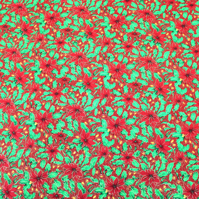 Pound A Metre Full Metre 100% Digital Quilting Cotton, Festive Gold Foil Collection 44" Wide Red
