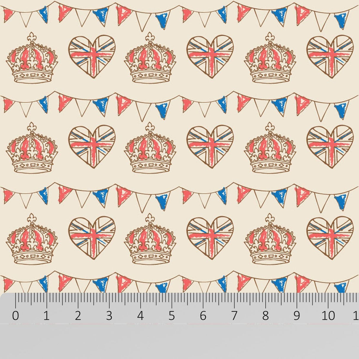 Pound A Metre Full Metre 100% Premium Coronation Quilting Cotton 'Coronation Bunting'