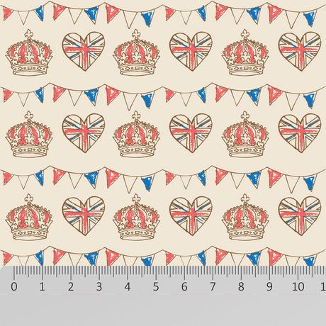 Pound A Metre Full Metre 100% Premium Coronation Quilting Cotton 'Coronation Bunting'
