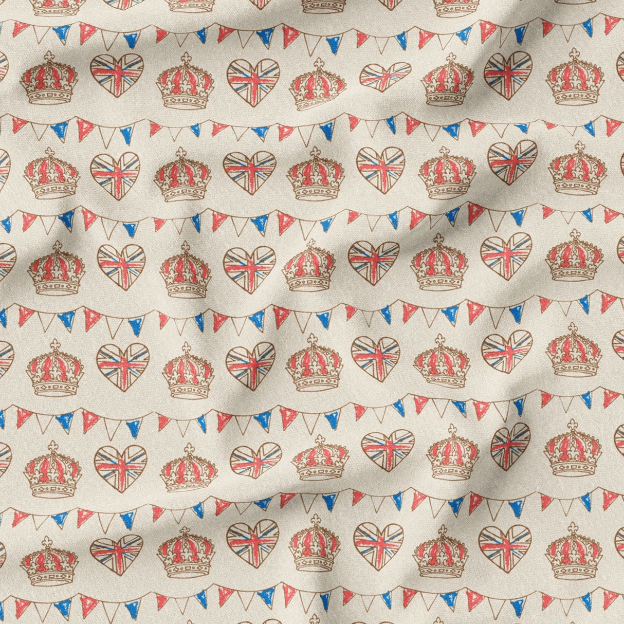 Pound A Metre Full Metre 100% Premium Coronation Quilting Cotton 'Coronation Bunting'