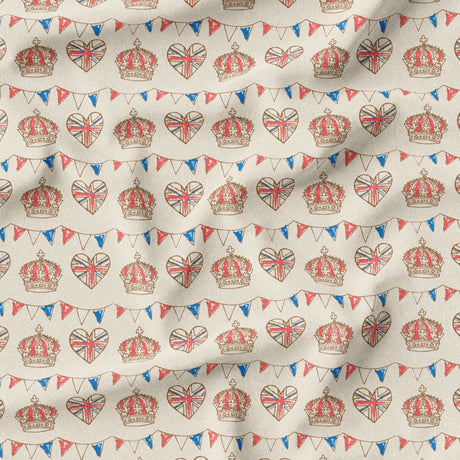 Pound A Metre Full Metre 100% Premium Coronation Quilting Cotton 'Coronation Bunting'