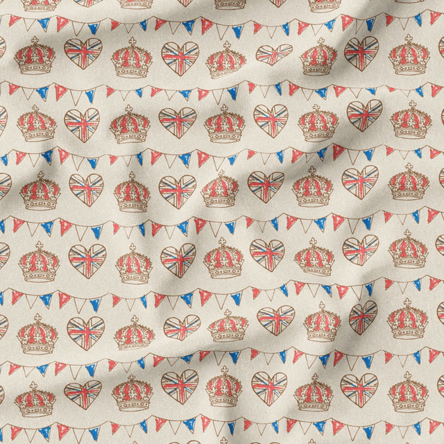 Pound A Metre Full Metre 100% Premium Coronation Quilting Cotton 'Coronation Bunting'