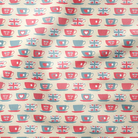 Pound A Metre Full Metre 100% Premium Coronation Quilting Cotton 'Cream Tea Cups'