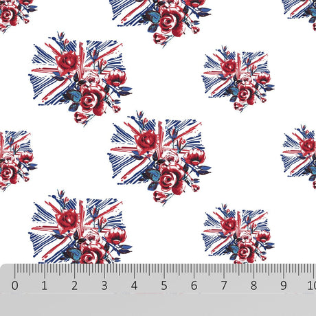 Pound A Metre Full Metre 100% Premium Coronation Quilting Cotton 'Floral Union Jack'
