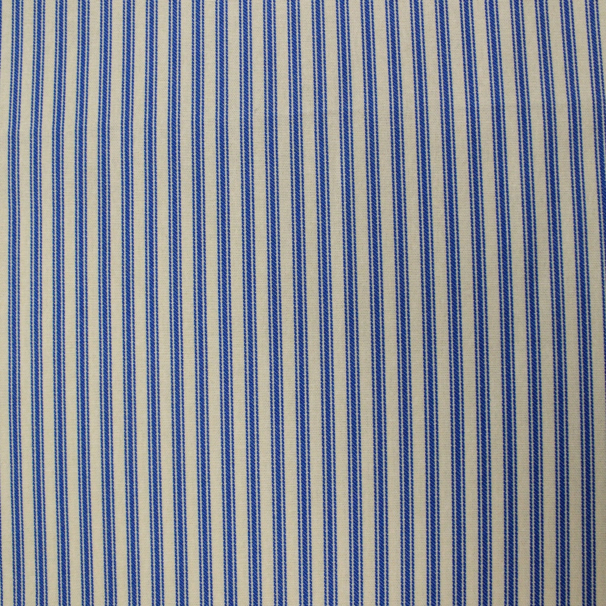 100% Premium Cotton Canvas Ticking 45" Wide Cream & Blue - Pound A Metre