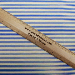 100% Premium Cotton Canvas Ticking 45" Wide Cream & Blue - Pound A Metre
