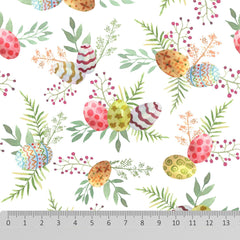 100% Premium Easter Quilting Cotton 'Egg Branch' - Pound A Metre