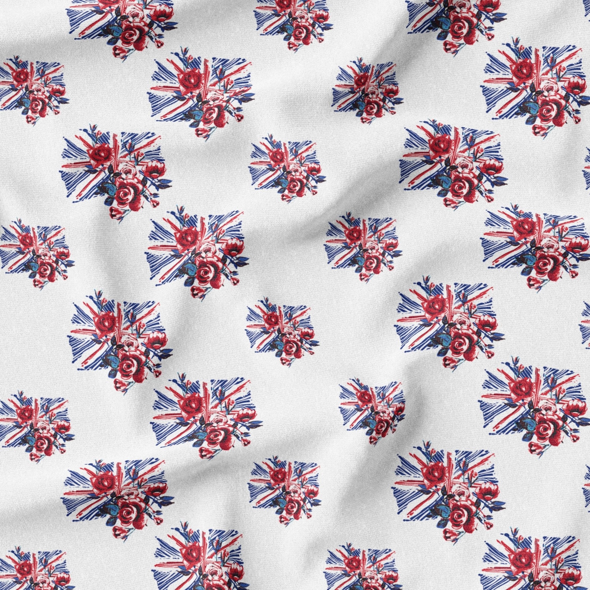 100% Premium Jubilee Quilting Cotton 'Floral Union Jack' - Pound A Metre