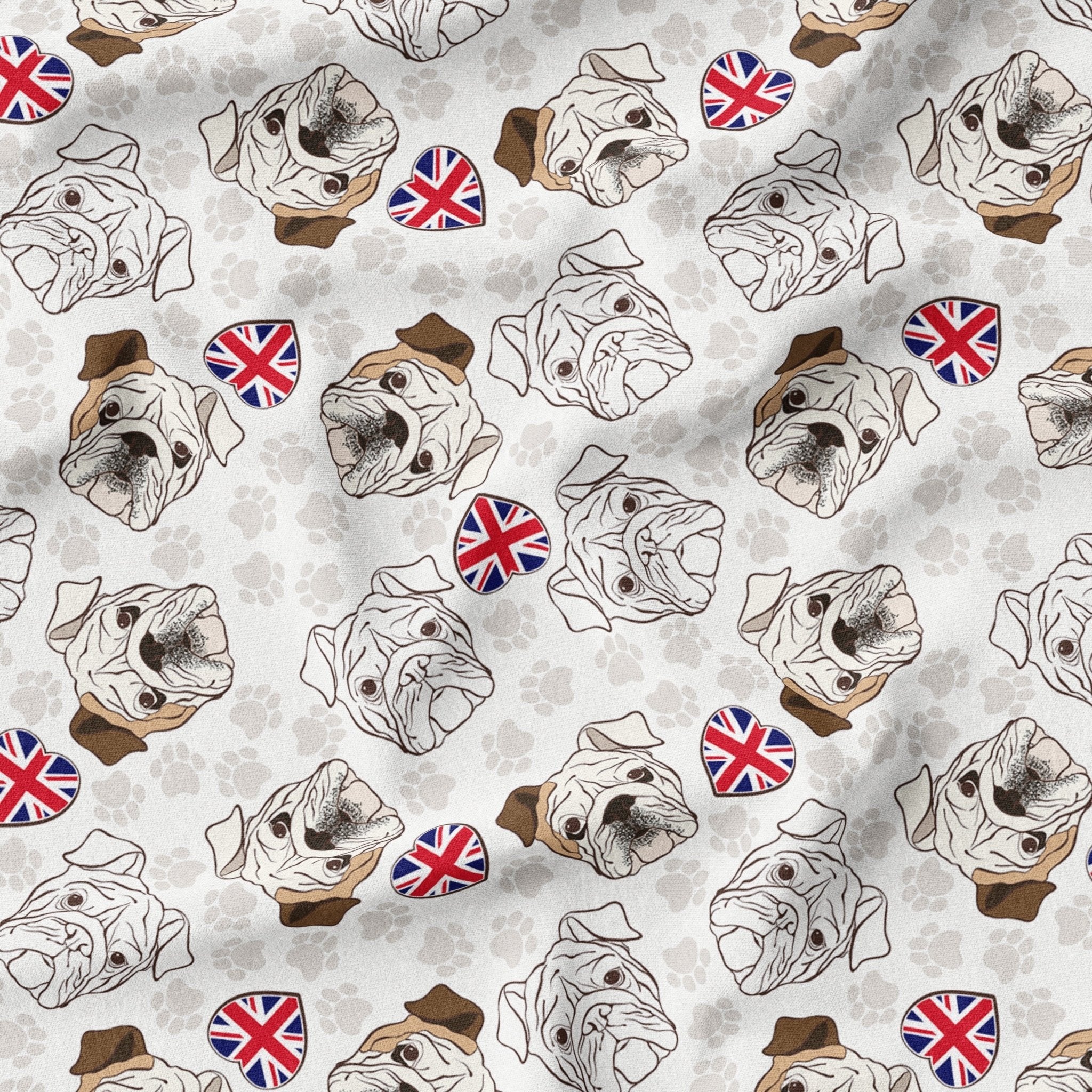 100% Premium Royal Quilting Cotton, 'British Bulldog', 44" Wide - Pound A Metre