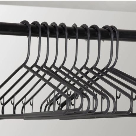 Pound A Metre Pack of 12 12 Pack Plastic Strong Clothes-Hangers - Black