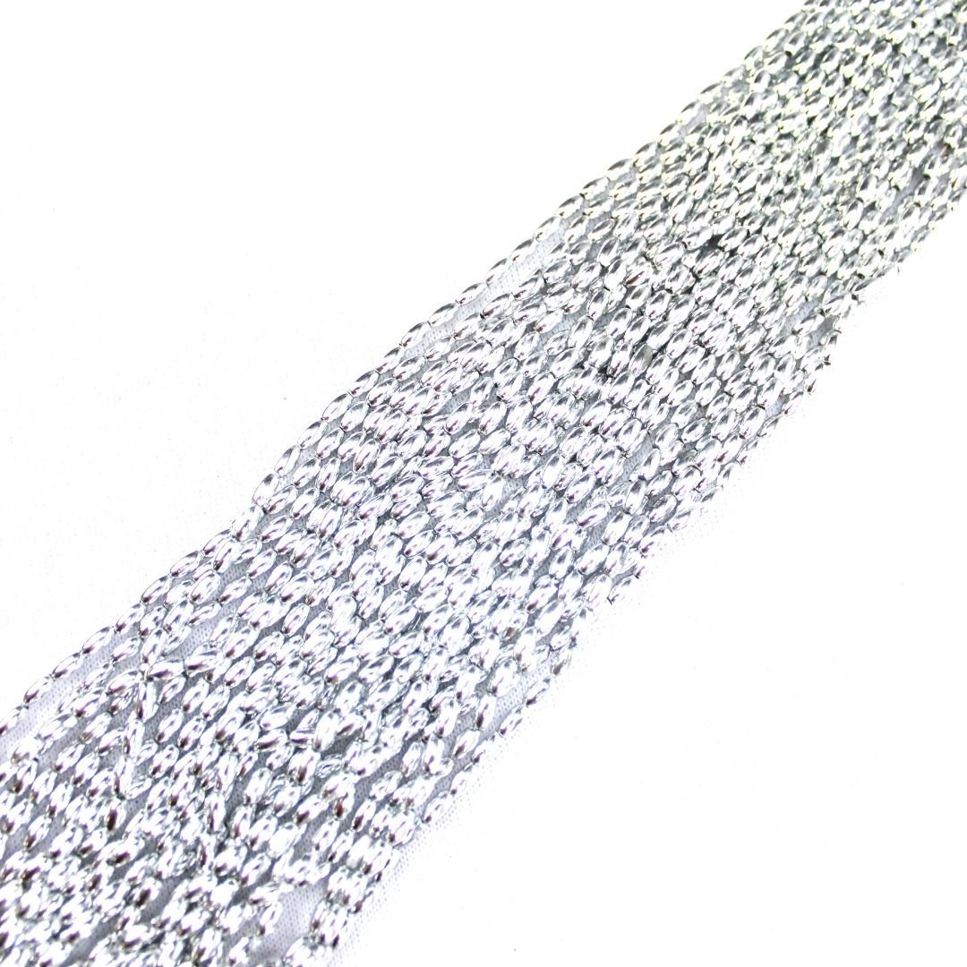 12FOR2 DIY Fabric Decoration, Oval Beads Bundle - Silver Beads - Pound A Metre