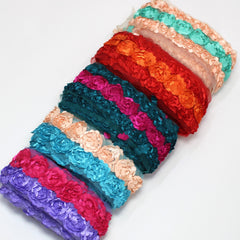 15 Metre Assorted Floral Embroidered Piping Bundle - approx 4cm wide - Pound A Metre