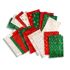 18 Piece Super Christmas Fat Quarter Bundle- 100% Cotton With Gold Foil (Designs Will Vary) - Pound A Metre