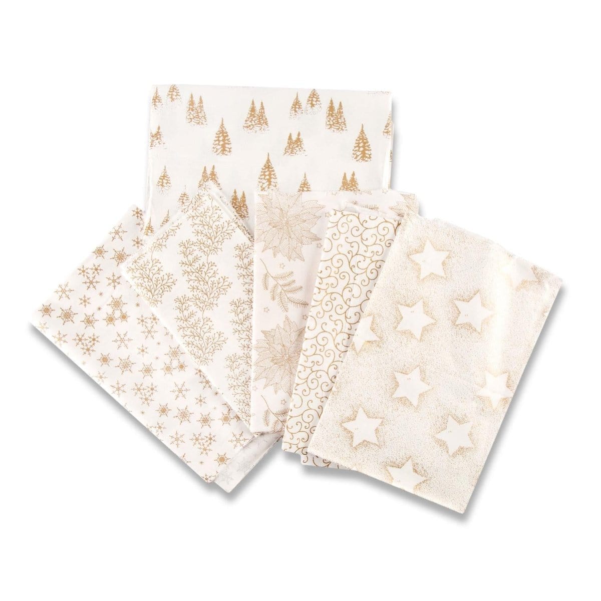 Pound A Metre 18 Fat Quarters 18 Piece Super Christmas Fat Quarter Bundle- 100% Cotton With Gold Foil (Designs Will Vary)