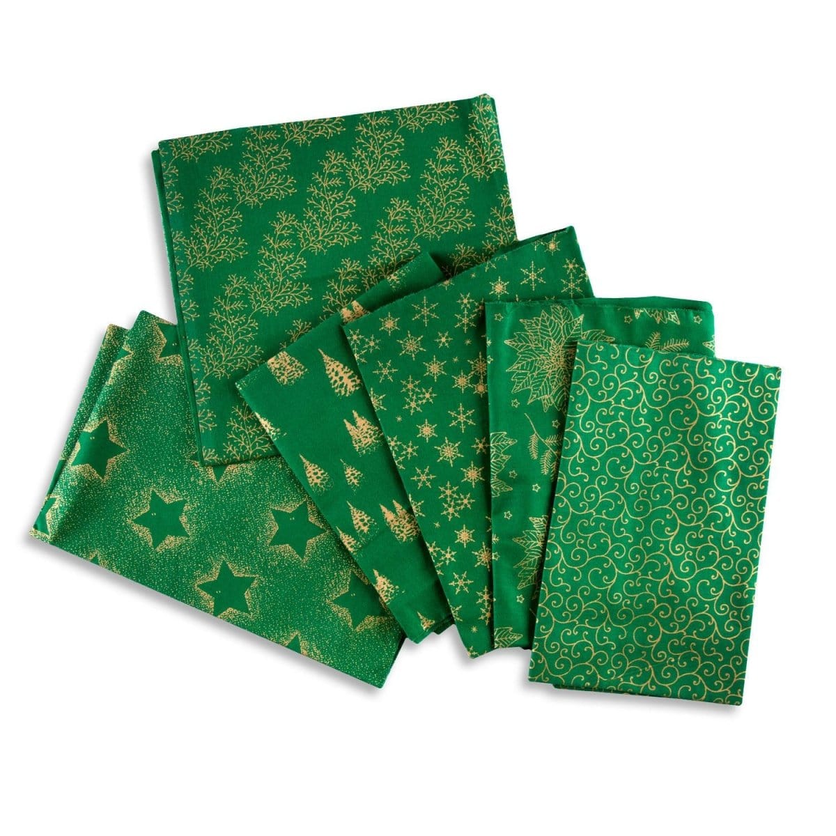 Pound A Metre 18 Fat Quarters 18 Piece Super Christmas Fat Quarter Bundle- 100% Cotton With Gold Foil (Designs Will Vary)
