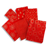 Pound A Metre 18 Fat Quarters 18 Piece Super Christmas Fat Quarter Bundle- 100% Cotton With Gold Foil (Designs Will Vary)