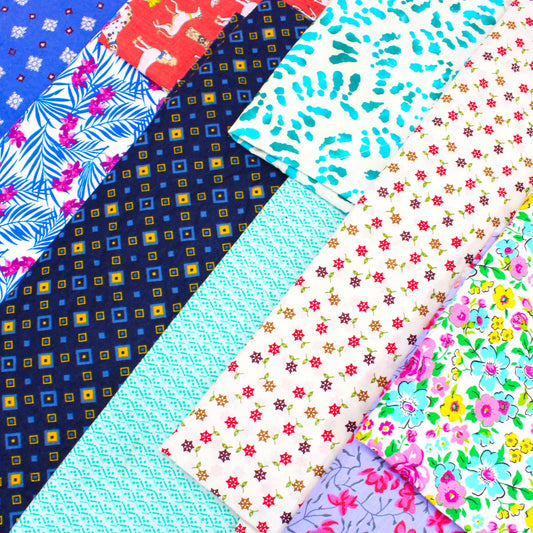 1kg Mixed Cotton Remnants Fabric Bag Huge Variety - Pound A Metre