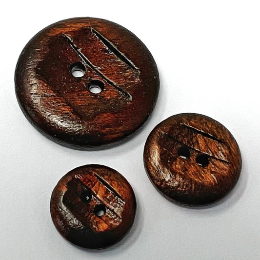 2-Hole Olive Wood Buttons- (3 Sizes Available) (Pack Of 3) - Pound A Metre