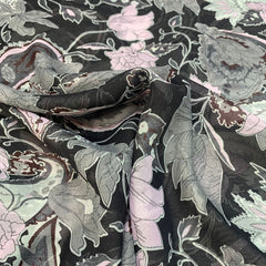 20 Metre Roll Dress Making Floral Chiffon - 55" Wide Off Black - Pound A Metre