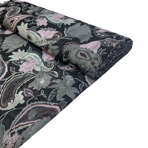 20 Metre Roll Dress Making Floral Chiffon - 55" Wide Off Black - Pound A Metre