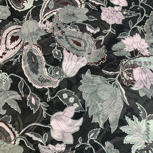 20 Metre Roll Dress Making Floral Chiffon - 55" Wide Off Black - Pound A Metre
