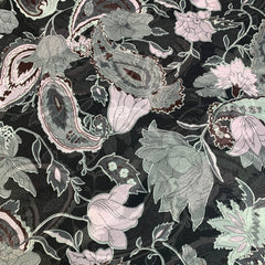 20 Metre Roll Dress Making Floral Chiffon - 55" Wide Off Black - Pound A Metre