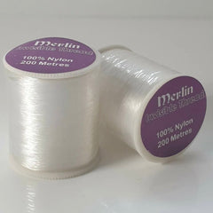 200 Metre Merlin Invisible Nylon Thread - Clear or Smoke - Pound A Metre