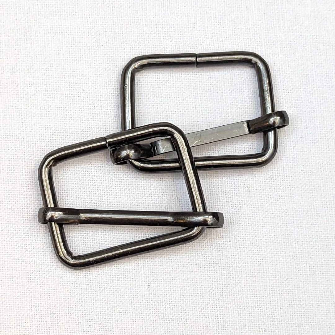 Pound A Metre Gunmetal Grey / Pack Of 2 25mm Metal Strap Slider For Bags- 5 Colours- Pack Of 2