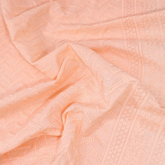 3 Metre Broderie Anglaise Floral Cotton - 45" Wide Peach - Pound A Metre