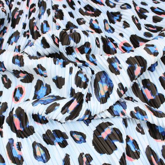 3 Metre Cheetah Pleated Fringed Jersey 55" Wide Powder Blue - Pound A Metre