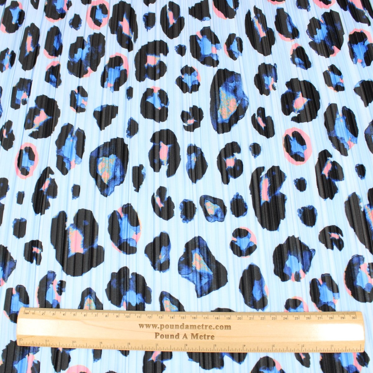 3 Metre Cheetah Pleated Fringed Jersey 55" Wide Powder Blue - Pound A Metre