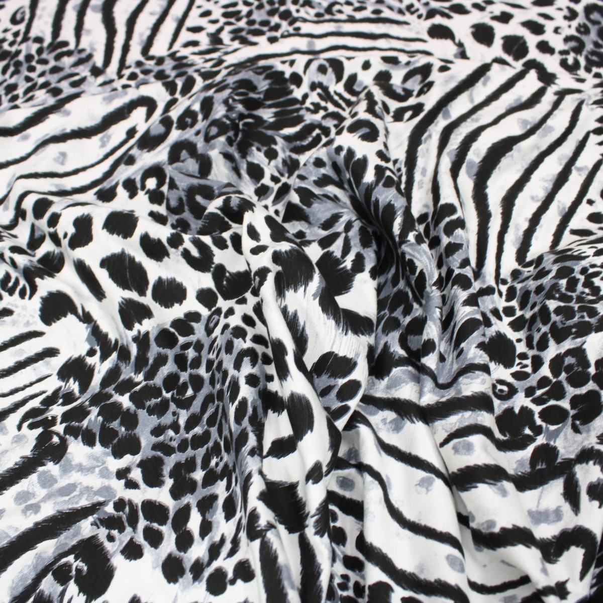 3 Metre Cotton Feel Cheetah Jersey - 55" Black,White/ Grey - Pound A Metre