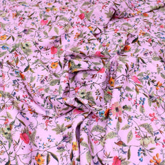 3 Metre Deluxe Santorini Floral Soft Crepe ‘Garden Forest’ 45" Wide Baby Pink - Pound A Metre