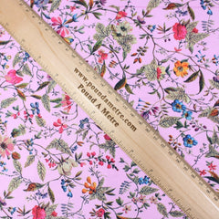 3 Metre Deluxe Santorini Floral Soft Crepe ‘Garden Forest’ 45" Wide Baby Pink - Pound A Metre