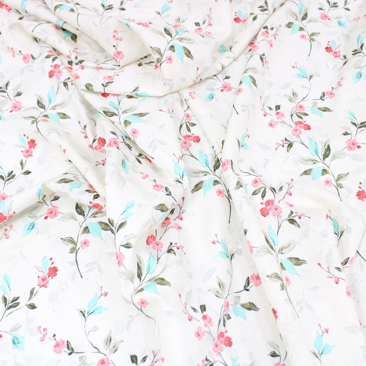 3 Metre Deluxe Santorini Floral Soft Crepe ‘Pastel Edition - Elegant Liberty’ 45" Wide Pastel Ivory - Pound A Metre