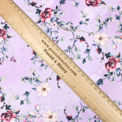 3 Metre Deluxe Santorini Floral Soft Crepe ‘Pastel Edition - Rose Garden’ 45" Wide Lilac - Pound A Metre