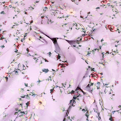 3 Metre Deluxe Santorini Floral Soft Crepe ‘Pastel Edition - Rose Garden’ 45" Wide Lilac - Pound A Metre