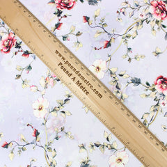 3 Metre Deluxe Santorini Floral Soft Crepe ‘Pastel Edition - Rose Garden’ 45" Wide Pastel Lilac - Pound A Metre