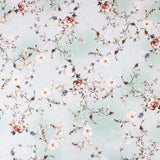 3 Metre Deluxe Santorini Floral Soft Crepe ‘Pastel Edition - Rose Garden’ 45" Wide Pastel Mint - Pound A Metre