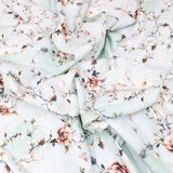 3 Metre Deluxe Santorini Floral Soft Crepe ‘Pastel Edition - Rose Garden’ 45" Wide Pastel Mint - Pound A Metre