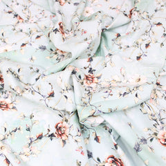 3 Metre Deluxe Santorini Floral Soft Crepe ‘Pastel Edition - Rose Garden’ 45" Wide Pastel Mint - Pound A Metre