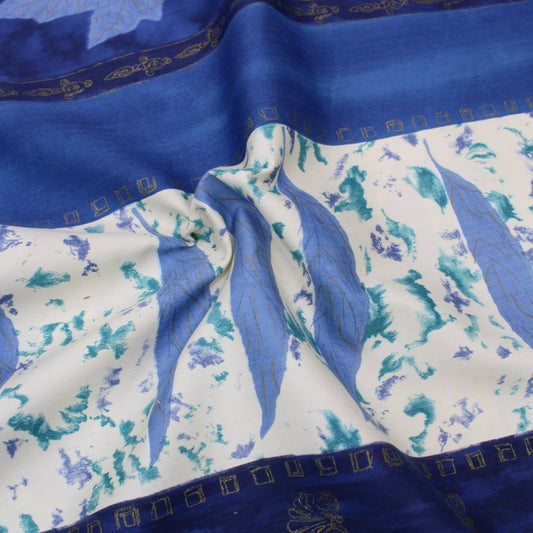 3 Metre Designer Floral Cotton Canvas 55" Wide Blue - Pound A Metre