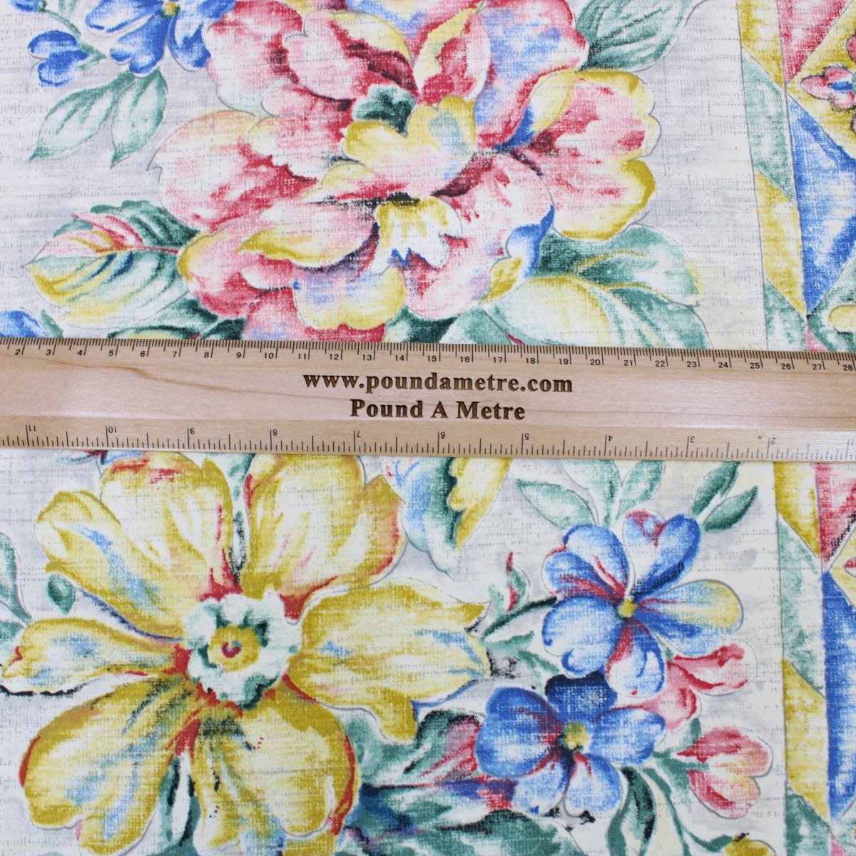 3 Metre Designer Floral Cotton Canvas 55" Wide Cream - Pound A Metre
