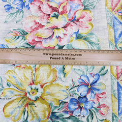 3 Metre Designer Floral Cotton Canvas 55" Wide Cream - Pound A Metre