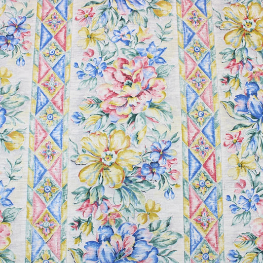 3 Metre Designer Floral Cotton Canvas 55" Wide Cream - Pound A Metre