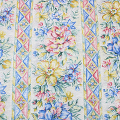 3 Metre Designer Floral Cotton Canvas 55" Wide Cream - Pound A Metre