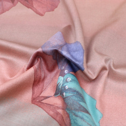3 Metre Designer Floral Cotton Canvas 55" Wide Dusky Pink - Pound A Metre