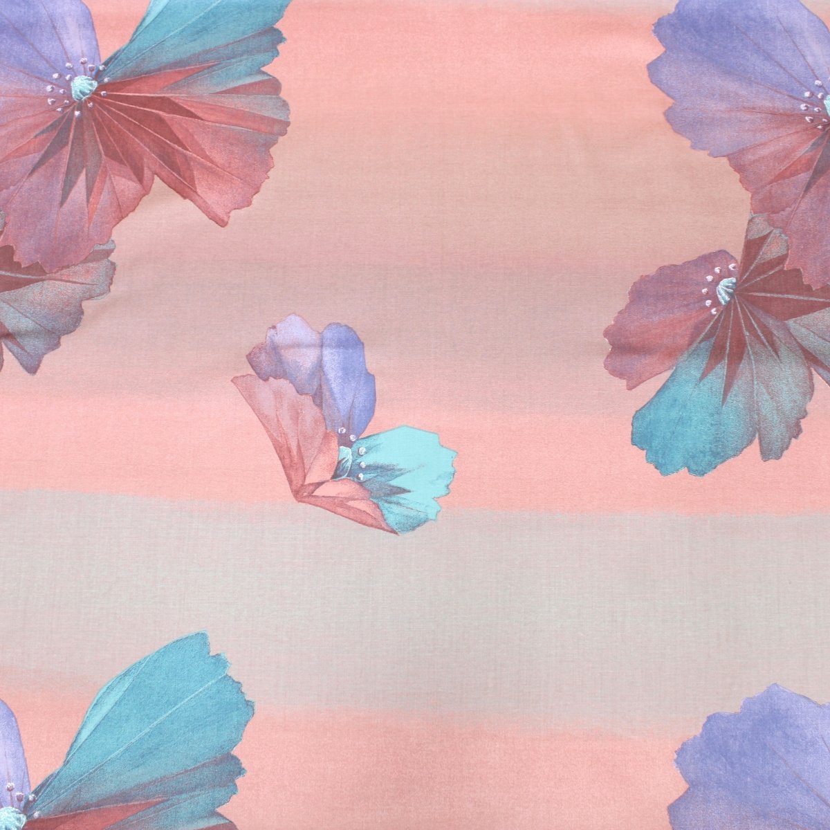 3 Metre Designer Floral Cotton Canvas 55" Wide Dusky Pink - Pound A Metre