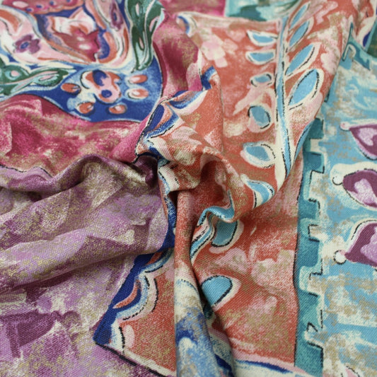 3 Metre Designer Floral Cotton Canvas 55" Wide Teal - Pound A Metre