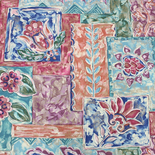 3 Metre Designer Floral Cotton Canvas 55" Wide Teal - Pound A Metre